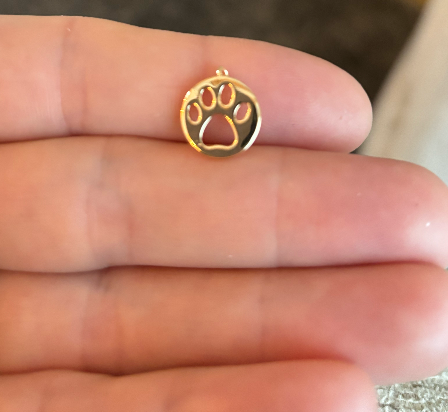 Gold Plated Paw Print Hollow 14mm x 12mm