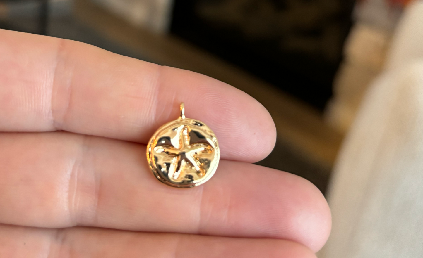 Real Gold Plated Star Fish Double Sided 17mm x 15mm