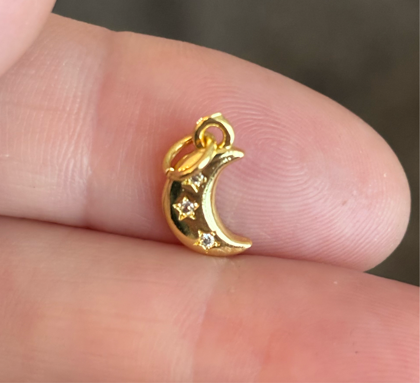 18K Gold Plated Half Moon Clear Cubic Zirconia