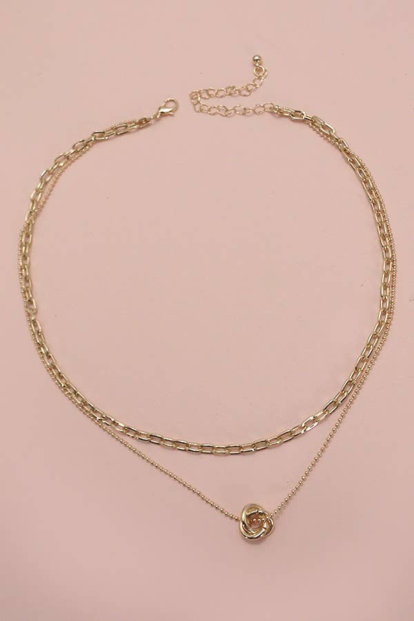 GOLD FLORAL BUD DOUBLE LAYER NECKLACE | 80N570