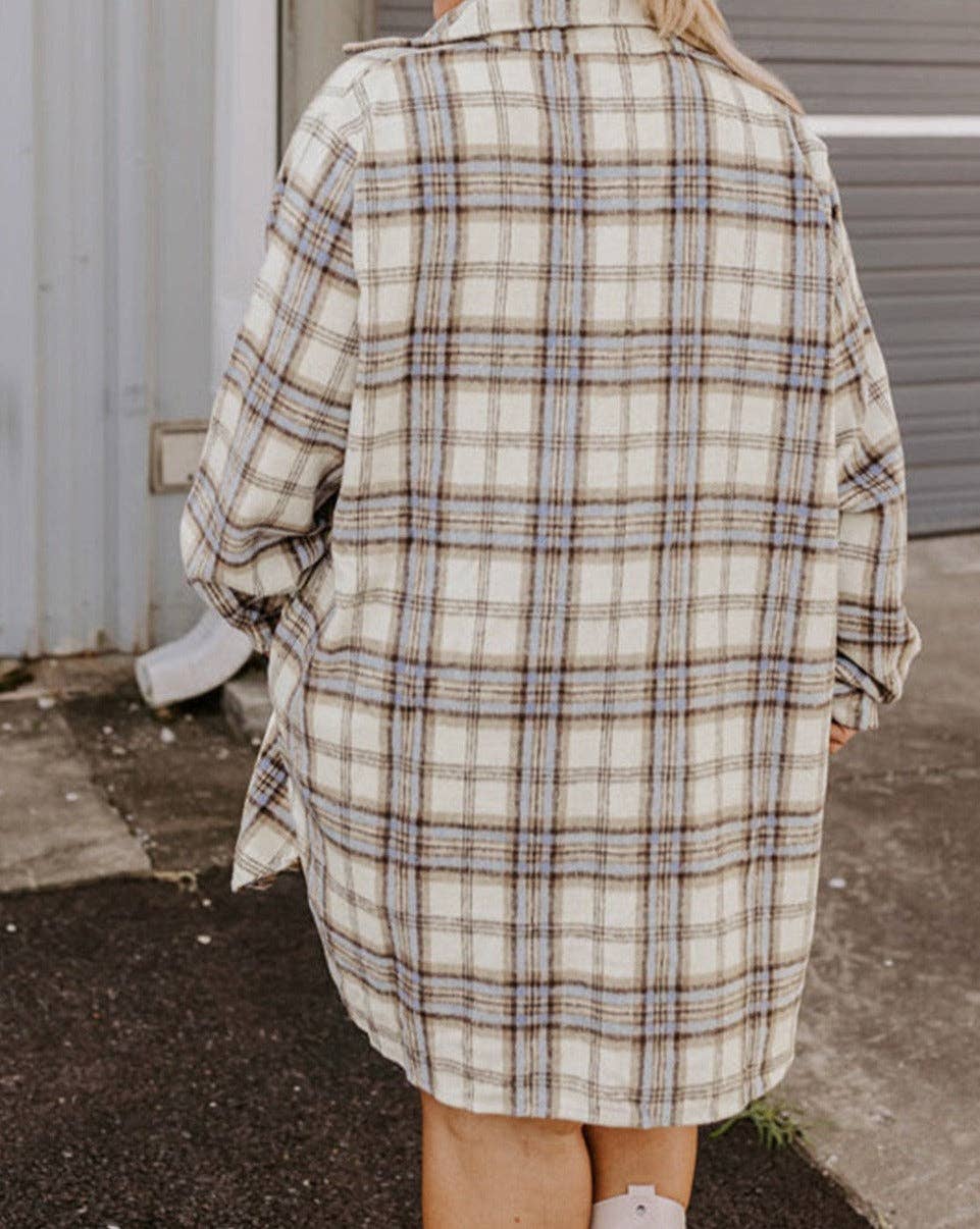 Plaid Side Slit Tunic Shacket Plus Size