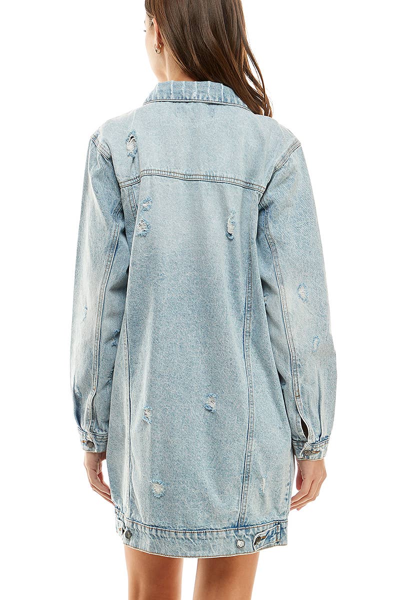 HOLY DISTRESSED DENIM JACKET - LIGTH WASH