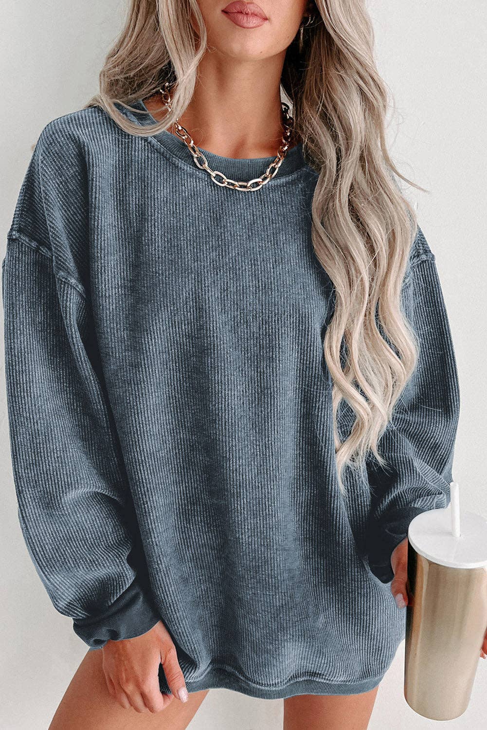 WASHED RIBBED SWEATSHIRT