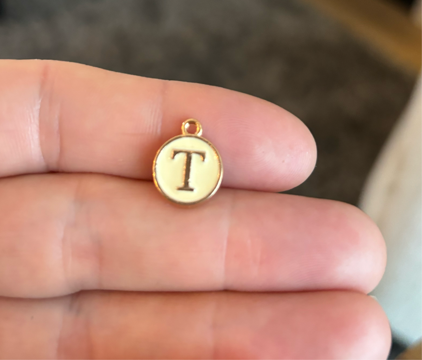 Gold Plated Initial Alphabet/ Capital Letter Enamel 12mm Dia.