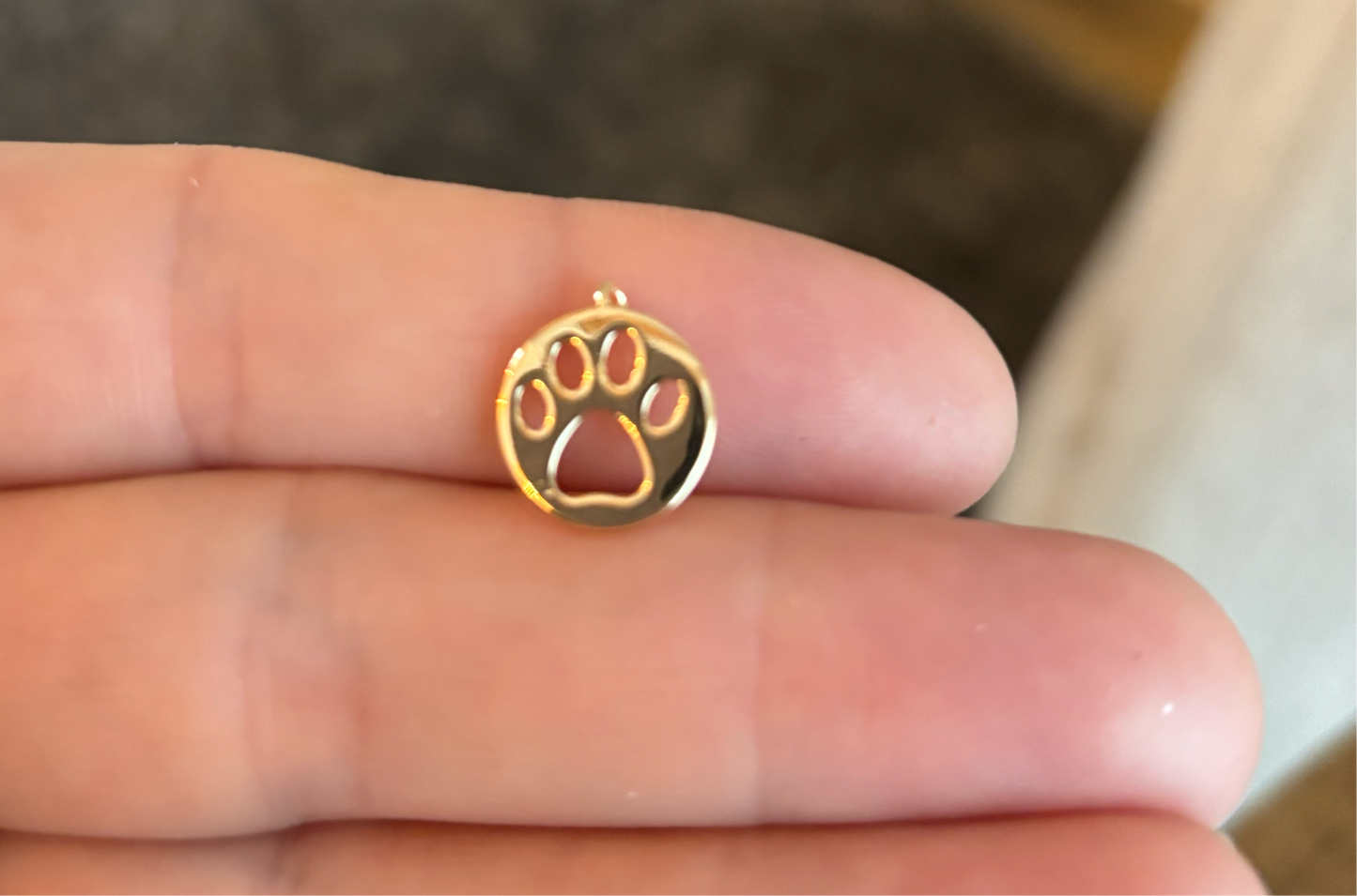 Dog's Paw Gold Plated Round 16mm( 5/8") x 11mm( 3/8")