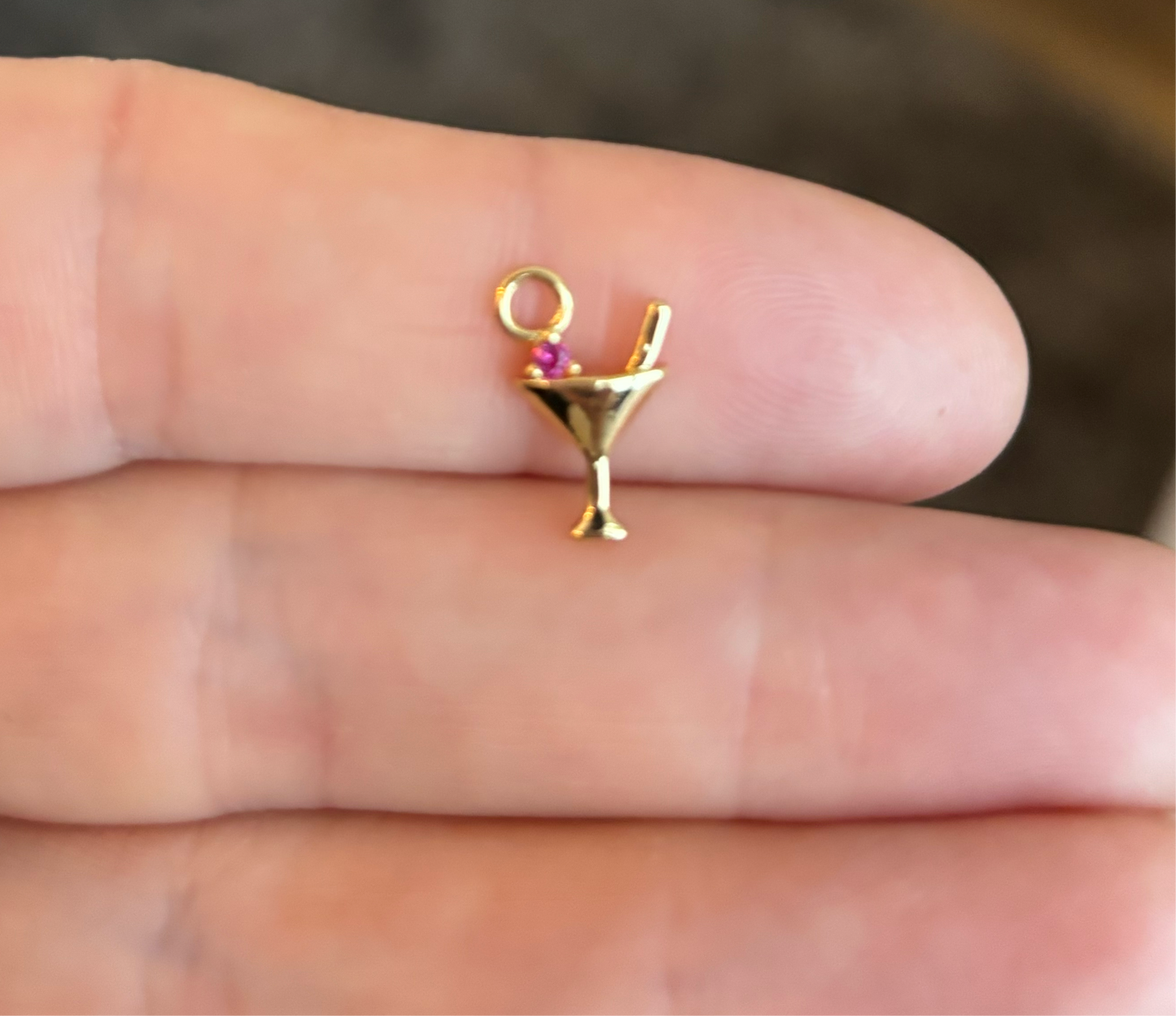 Gold Plated Beverages Fuchsia Cubic Zirconia 14mm x 8.5mm