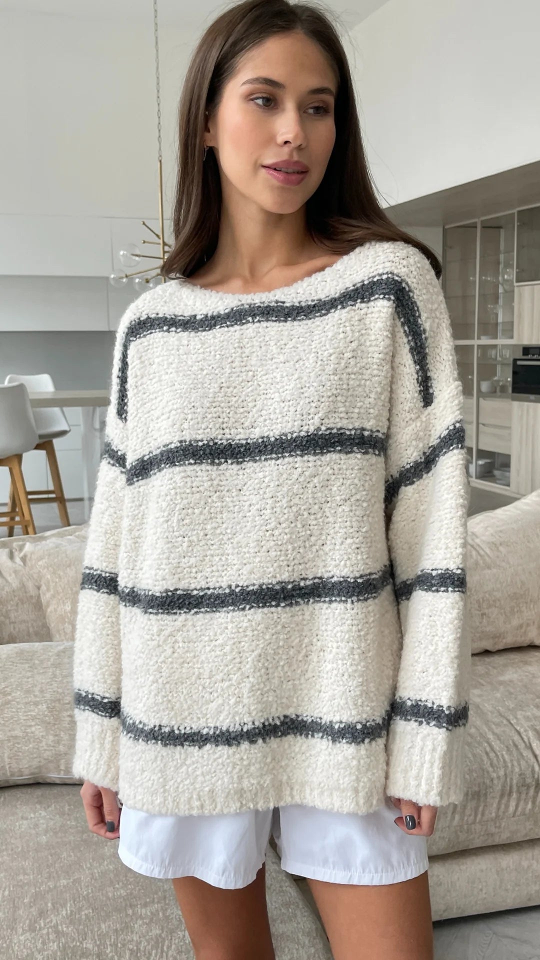 OPAL SWEATER - DARK GREY STRIPES
