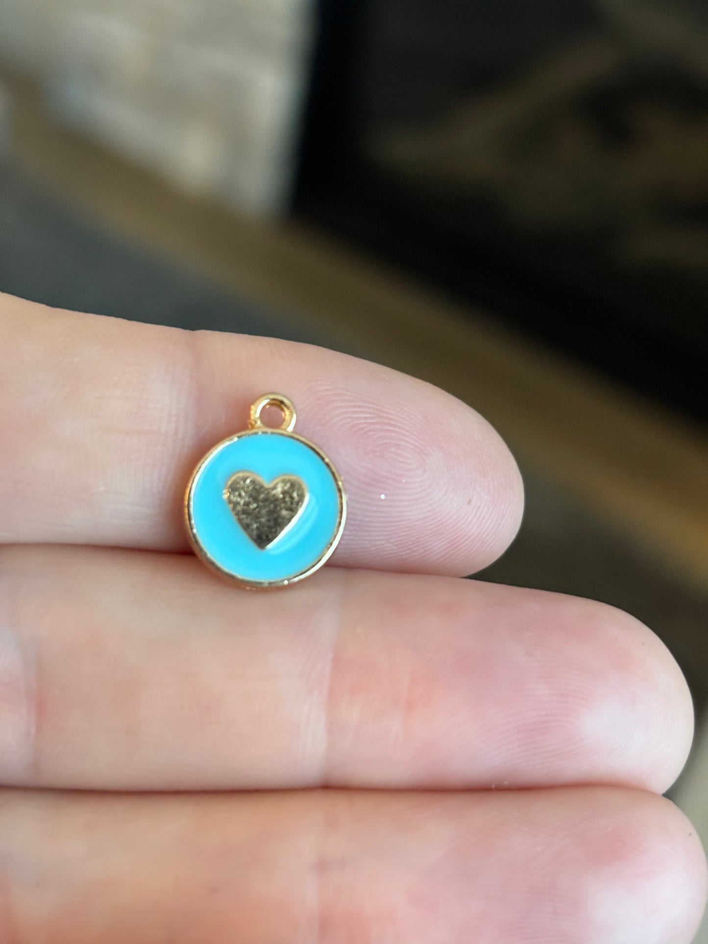 Gold Plated Blue Heart Enamel