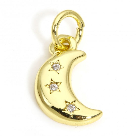 18K Gold Plated Half Moon Clear Cubic Zirconia