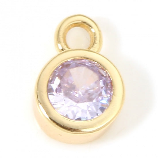 18K Real Gold Plated Round June Mauve Cubic Zirconia