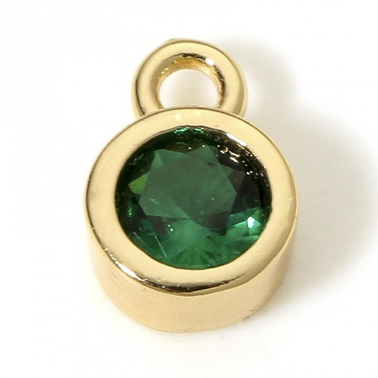 18K Real Gold Plated Round May Emerald Cubic Zirconia