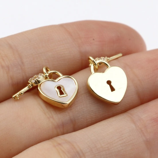 Heart 18K Real Gold Plated White Key Clear Rhinestone