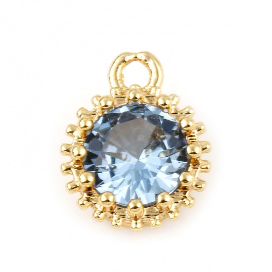 Real Gold Plated Light Blue Cubic Zirconia