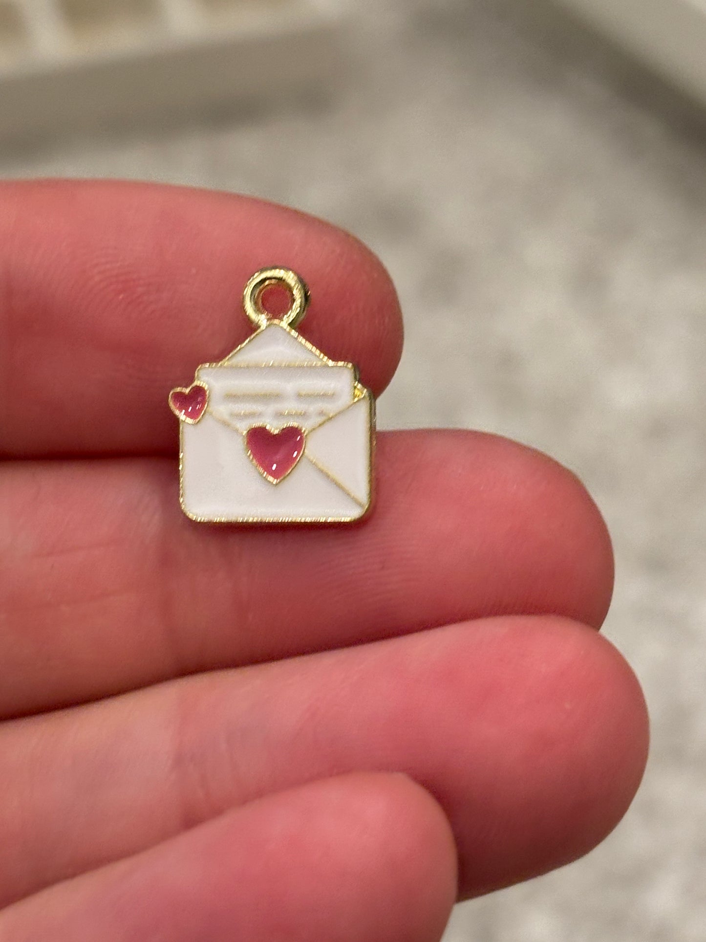 Envelope Gold Plated White Enamel