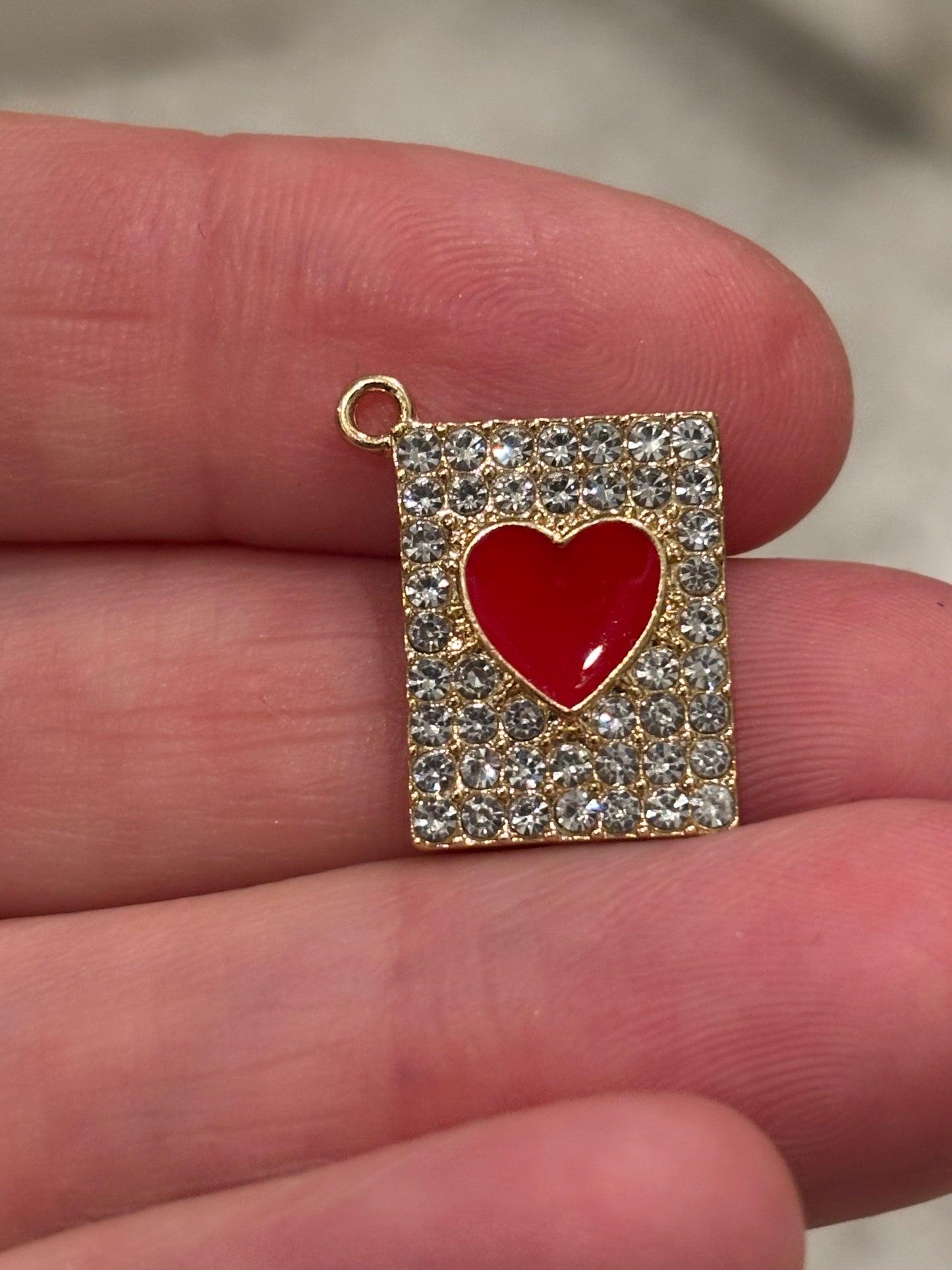 Gold Plated Red Rectangle Heart