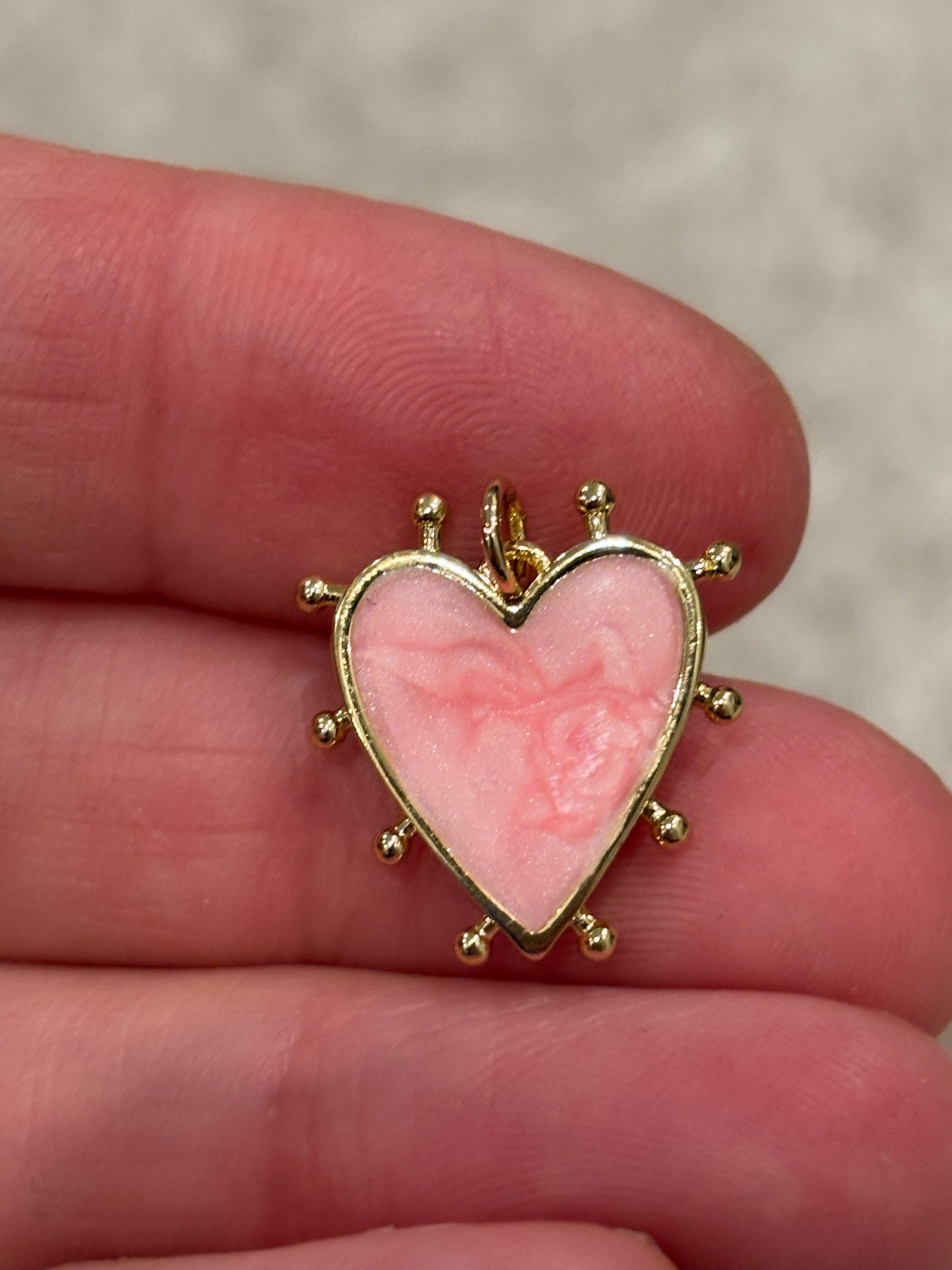 18K Real Gold Plated Pink Pearlized Hear