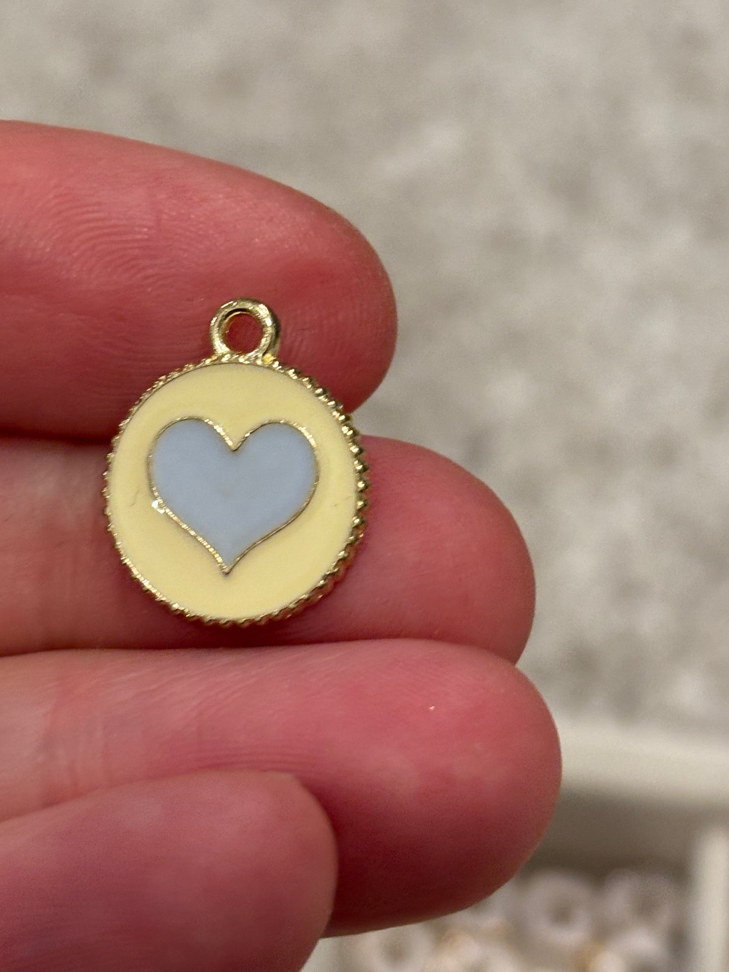 Round Gold Plated Blue Heart
