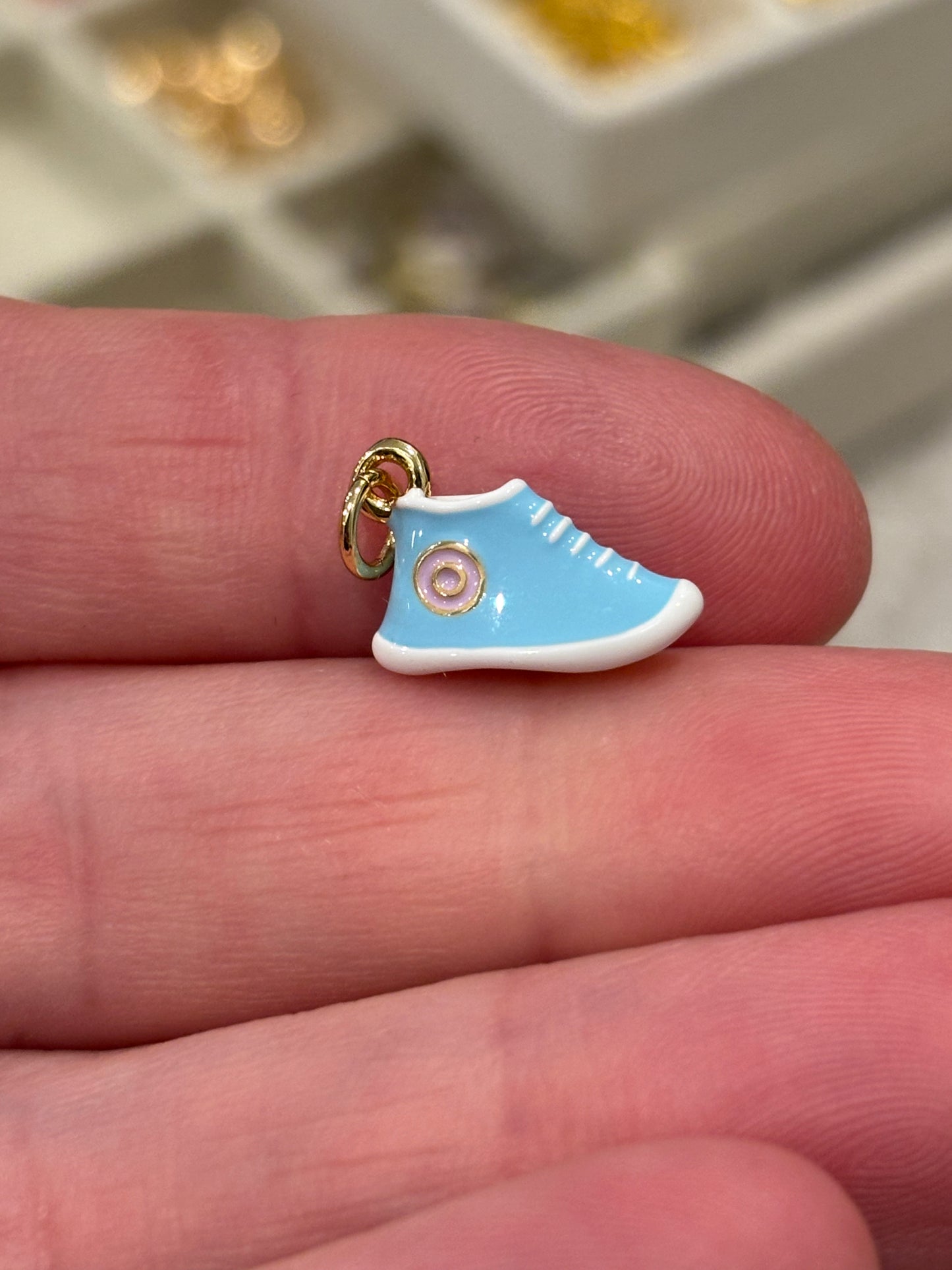 18K Real Gold Plated Blue Shoes 3D