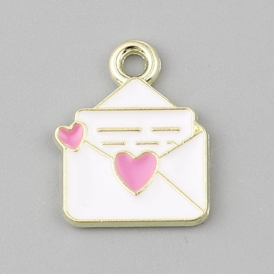 Envelope Gold Plated White Enamel