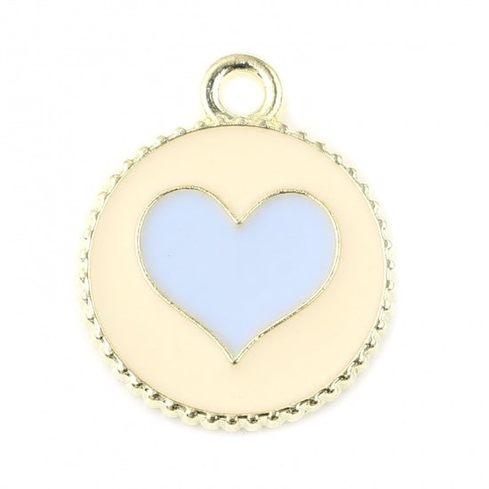 Round Gold Plated Blue Heart