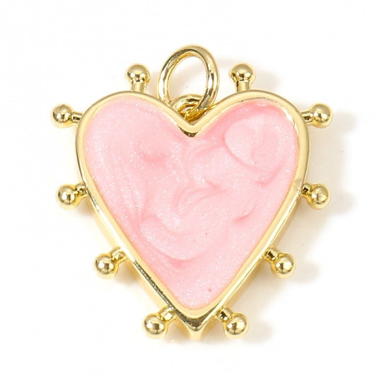 18K Real Gold Plated Pink Pearlized Hear