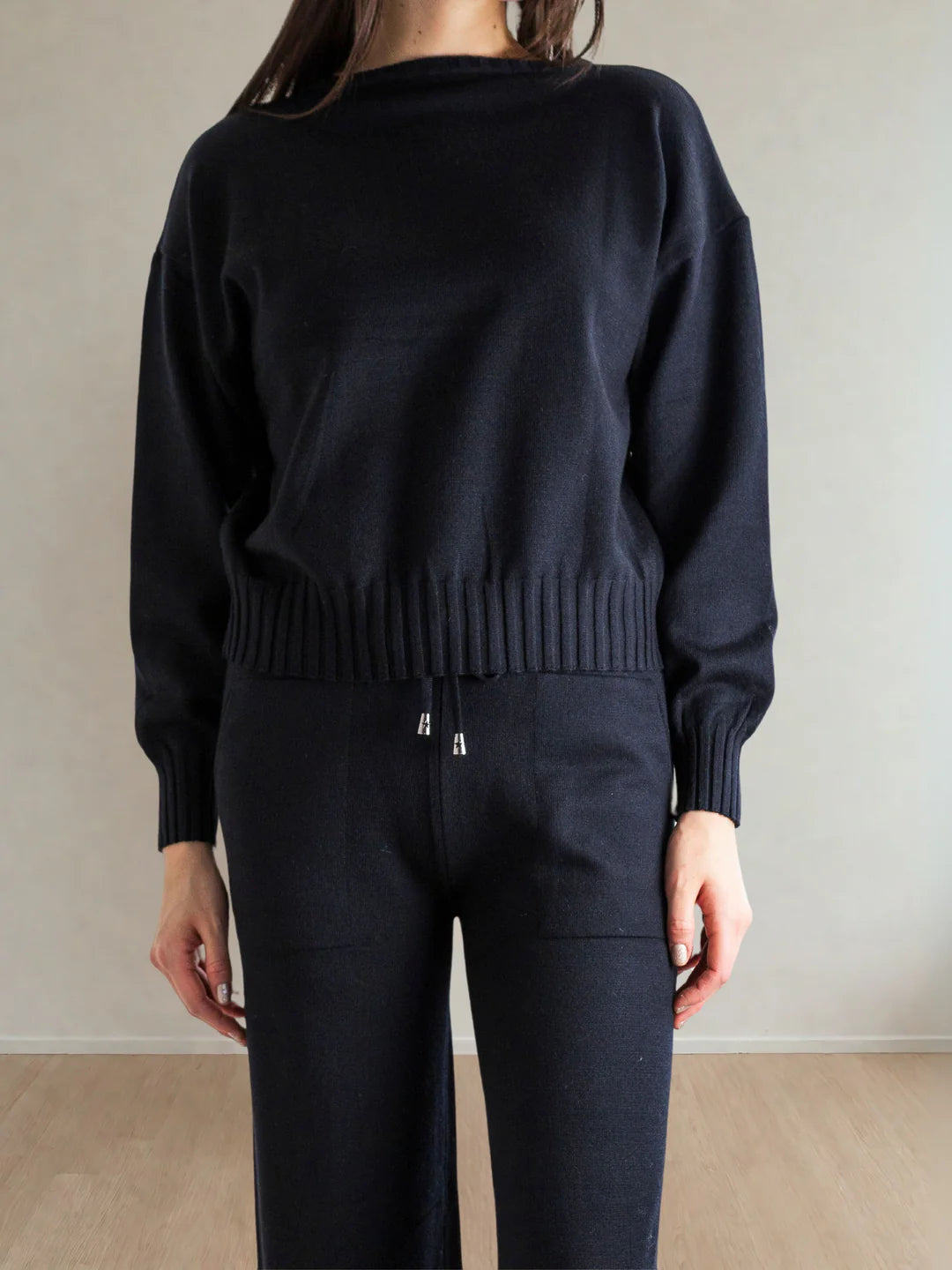 ODETTE KNIT PANT SET - BLACK
