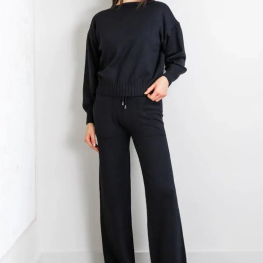 ODETTE KNIT PANT SET - BLACK