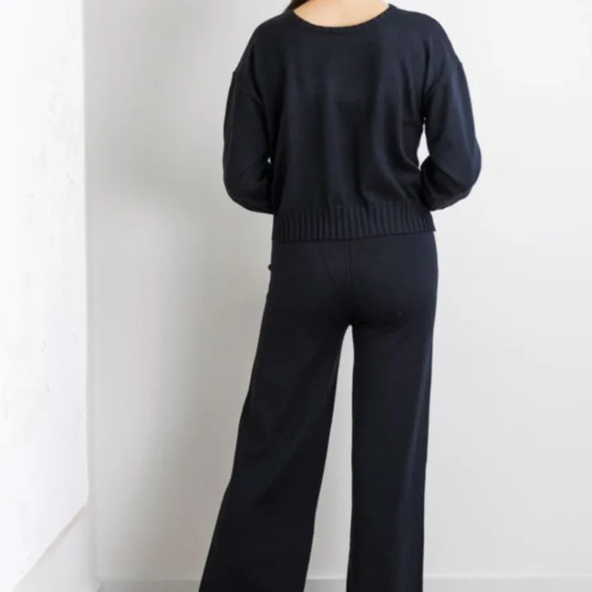 ODETTE KNIT PANT SET - BLACK