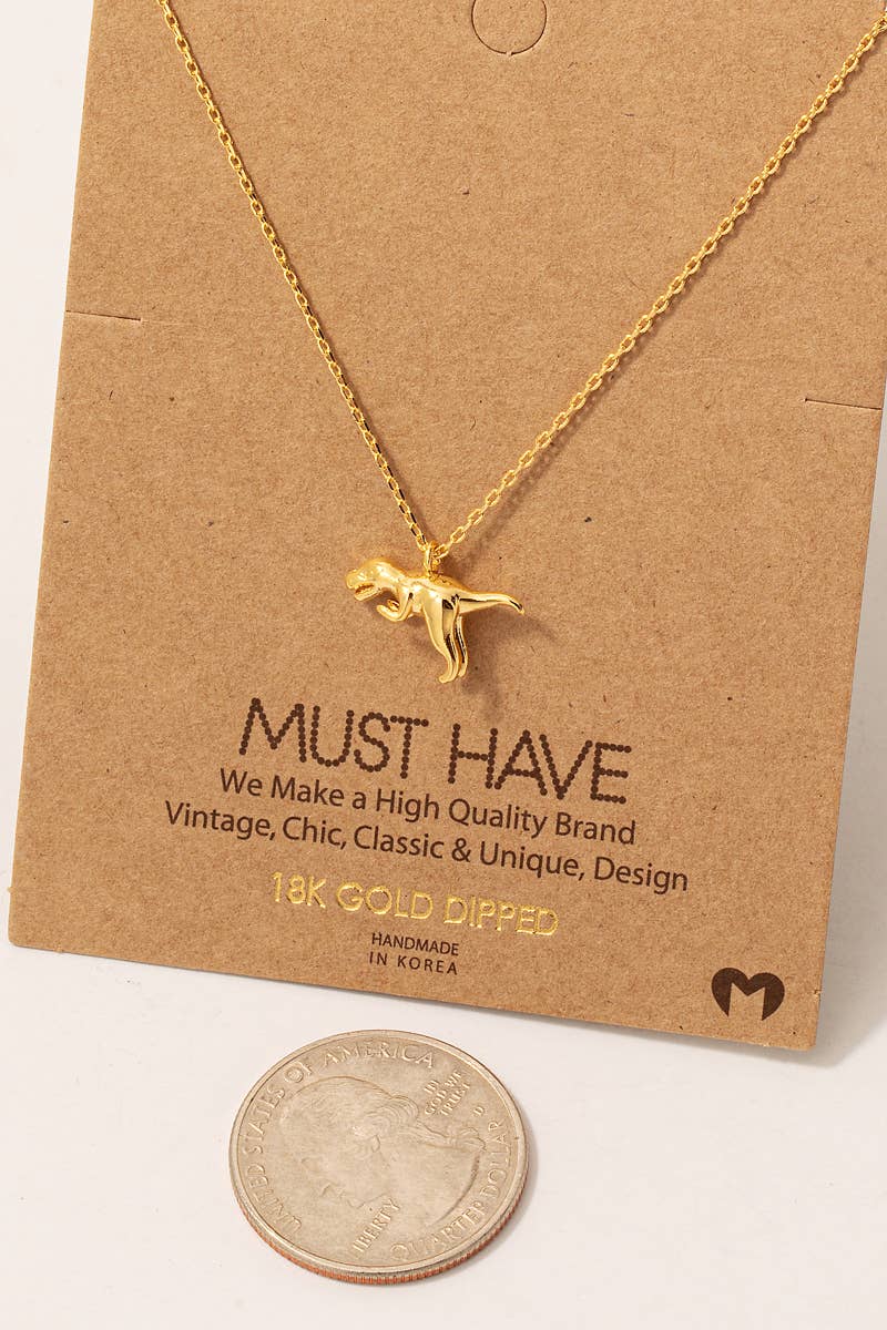 Gold Dipped T-Rex Dinosaur Pendant Necklace