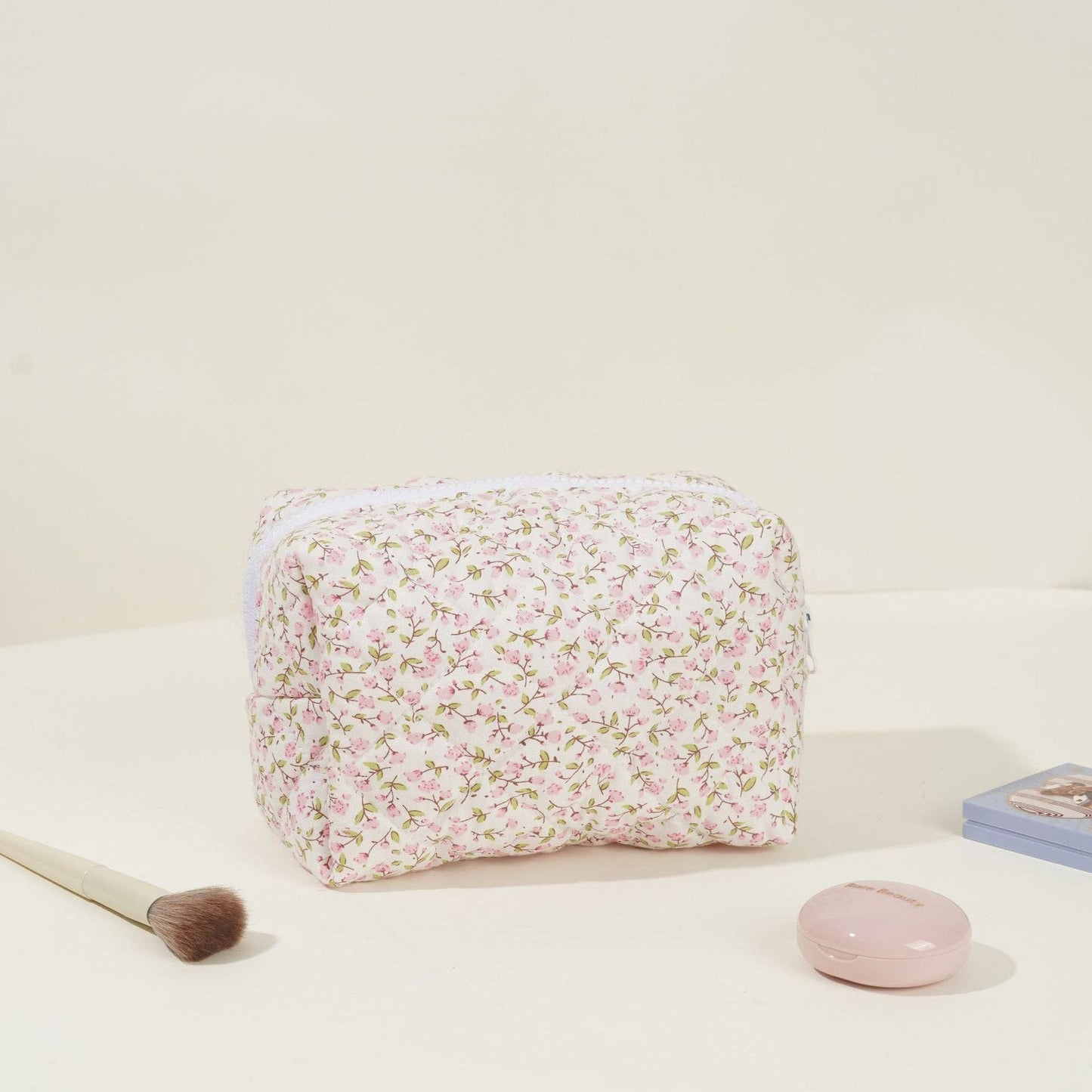 Floral Quilted Cosmetic Bag
