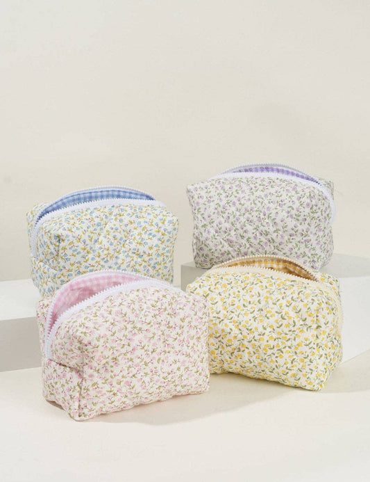 Floral Quilted Cosmetic Bag