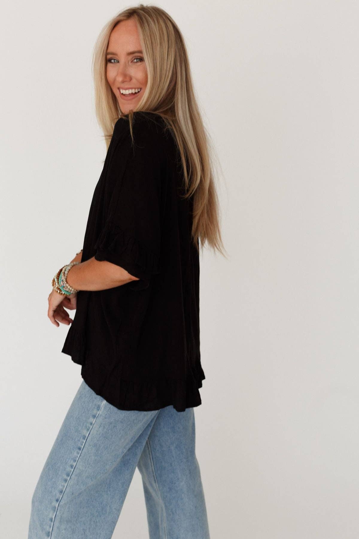 Let Me Be Ruffled Top - Black