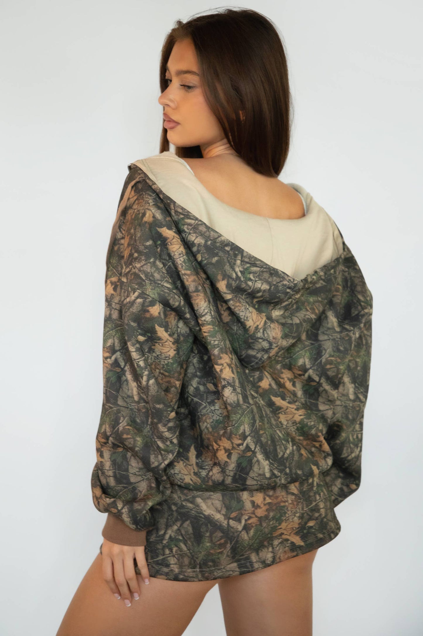 BAYOU Dark Woodland Cloud Fleece Oversized ZipUp Hoodie