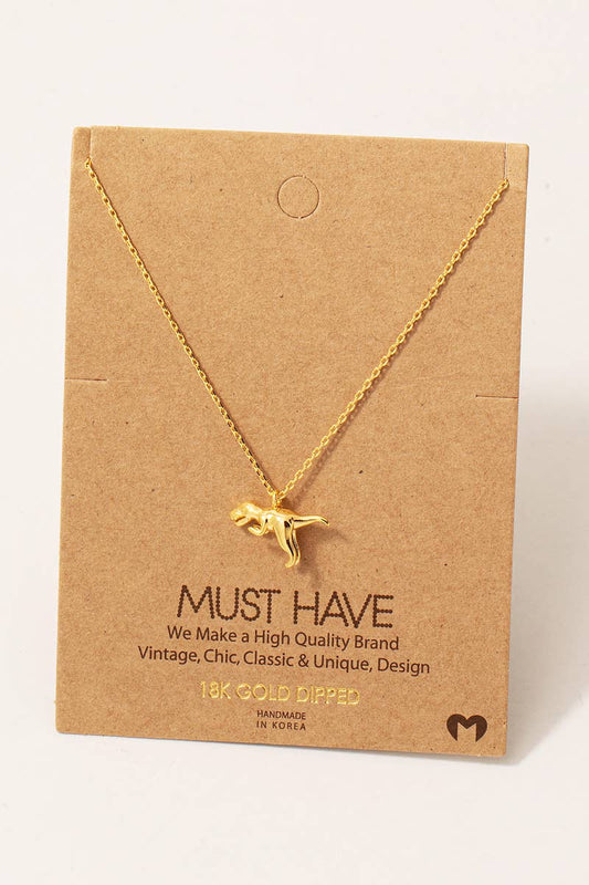 Gold Dipped T-Rex Dinosaur Pendant Necklace