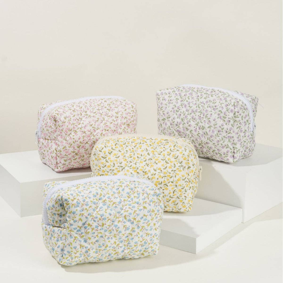 Floral Quilted Cosmetic Bag
