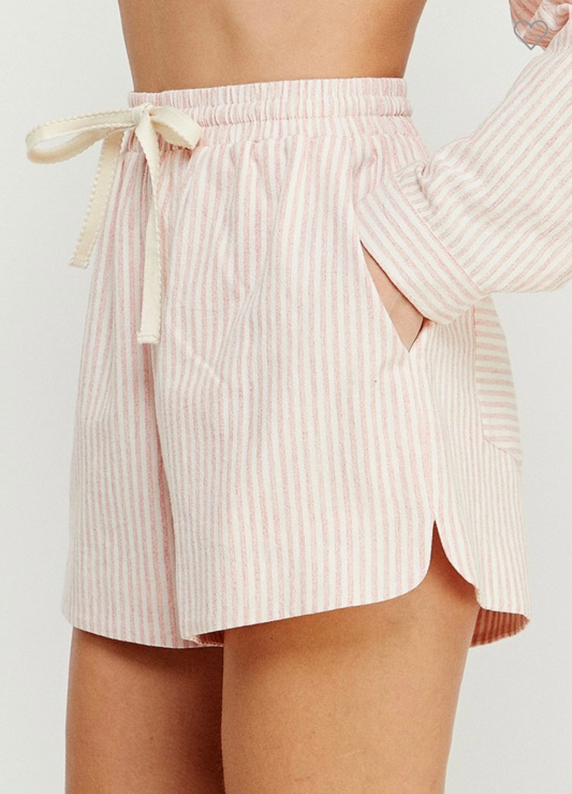 Stephanie Striped Linen Drawstring Shorts