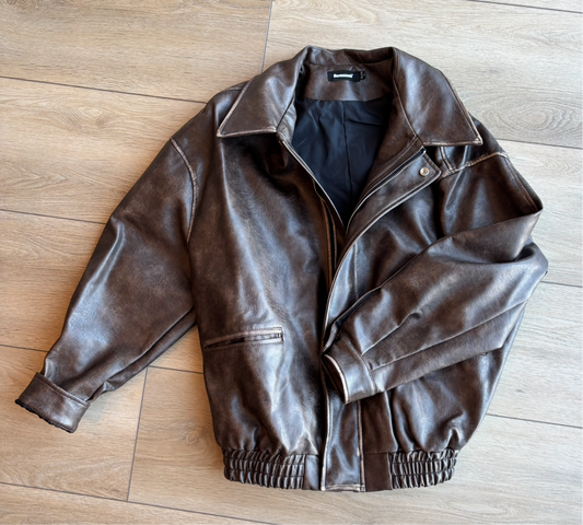 LENNY OVERSIZED FAUX LEATHER BOMBER