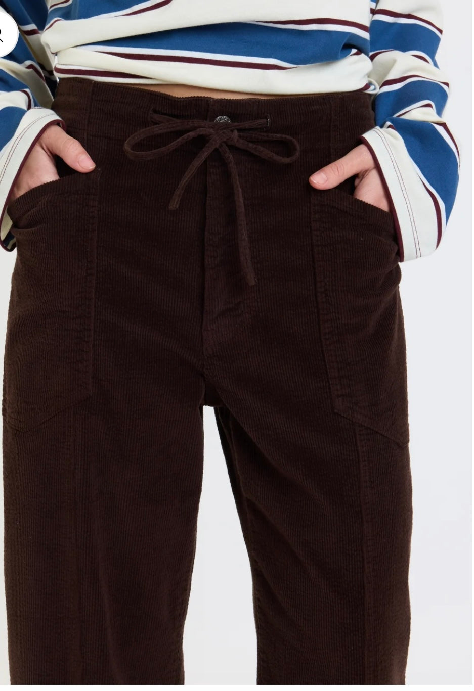 VILLA DRAWSTRING BARREL LEG PANT IN CHOCOLATE