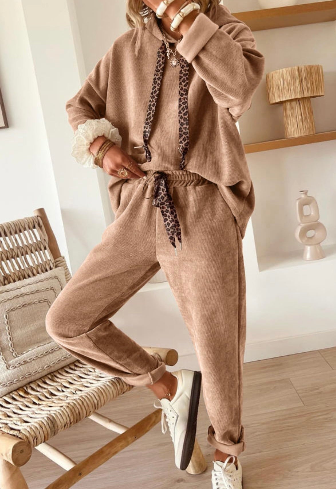 FRANKIE LEOPARD DRAWSTRING SET