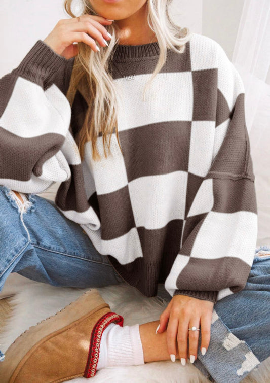 GRETA CHECKERED SWEATER