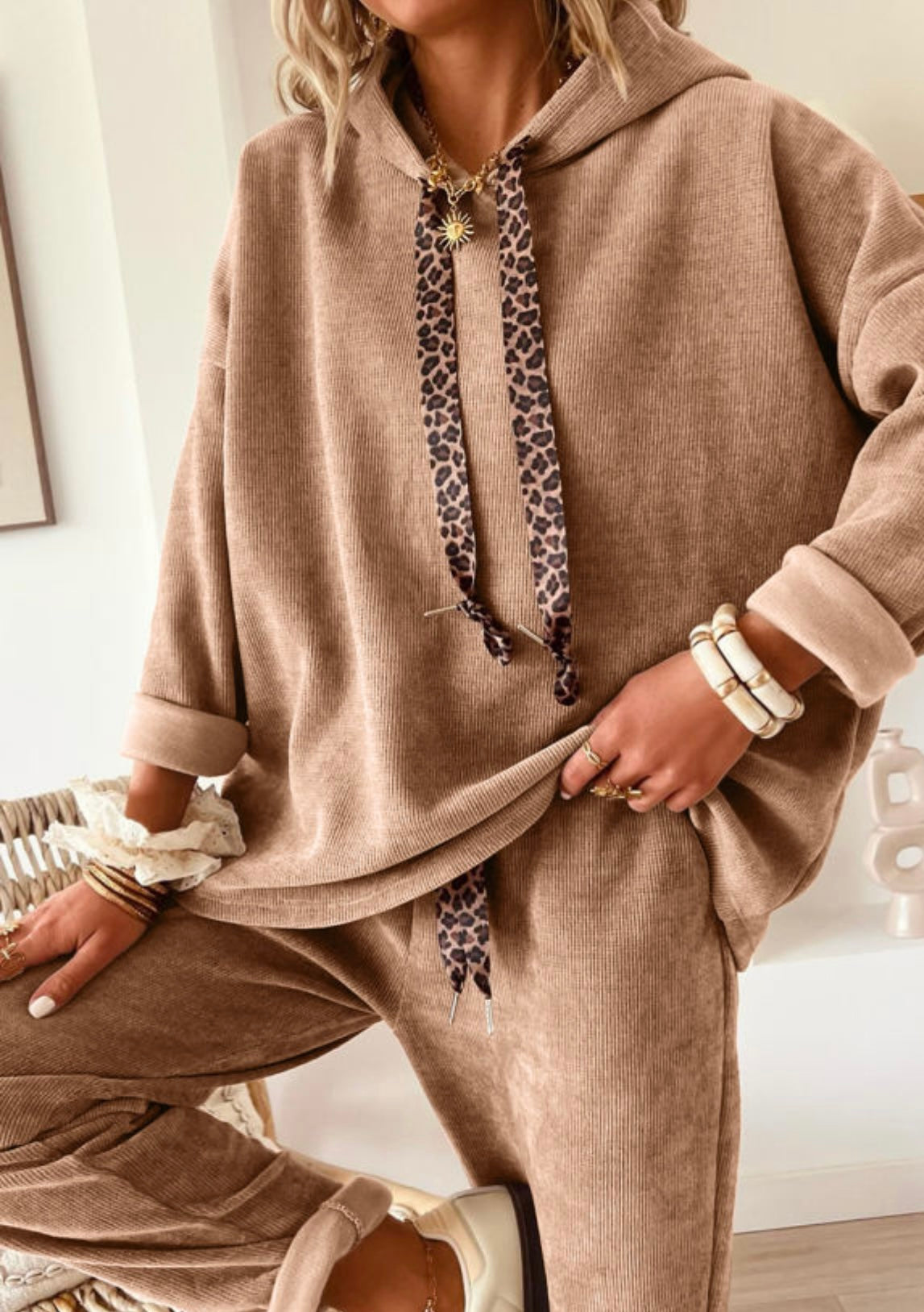 FRANKIE LEOPARD DRAWSTRING SET