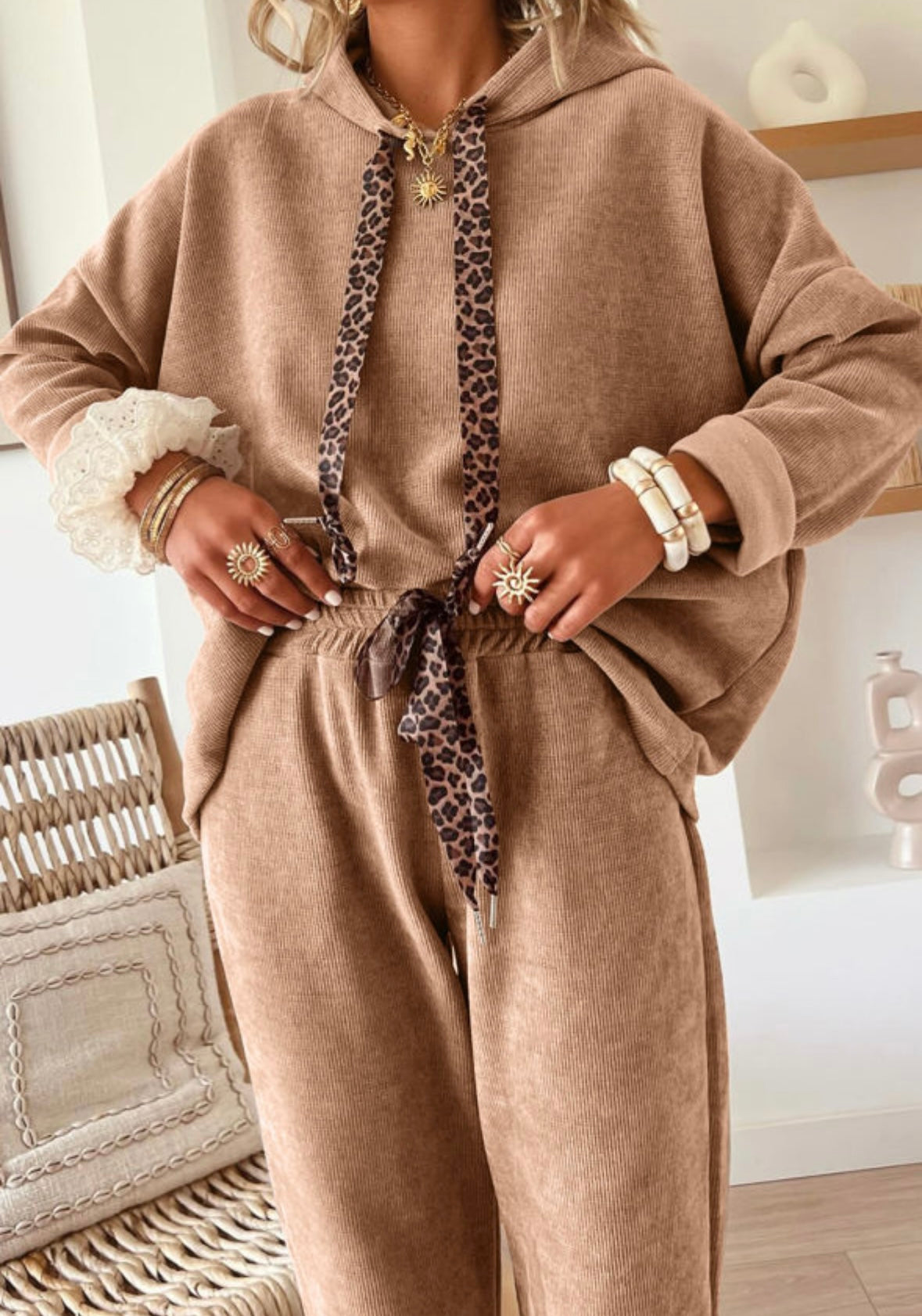 FRANKIE LEOPARD DRAWSTRING SET