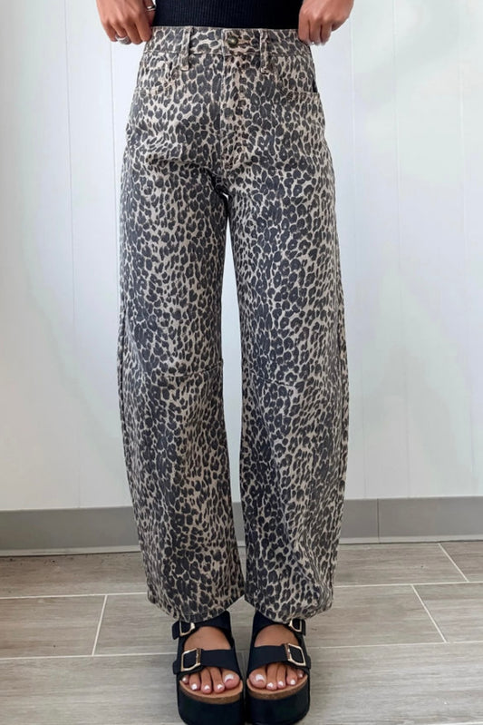 HANNA LEOPARD BARREL DENIM