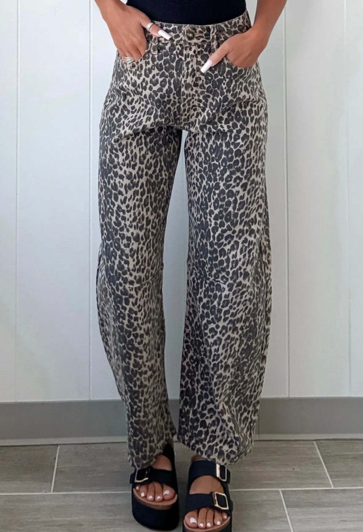 HANNA LEOPARD BARREL DENIM