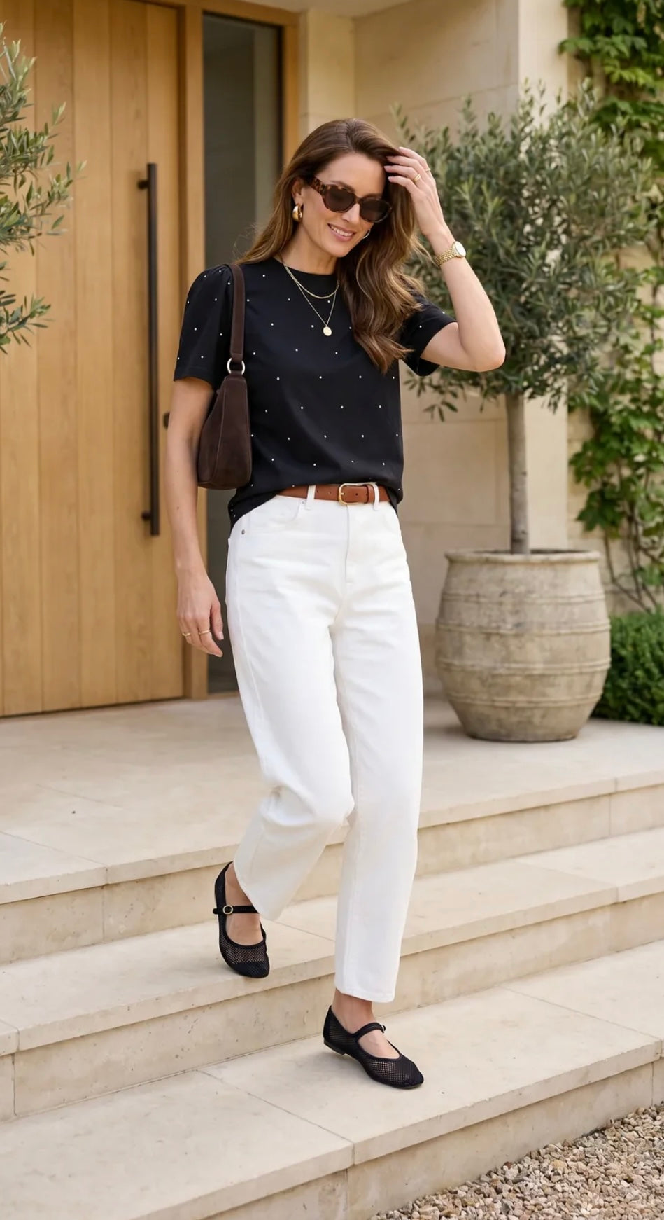 HARPER BLACK POLKA DOT TEE