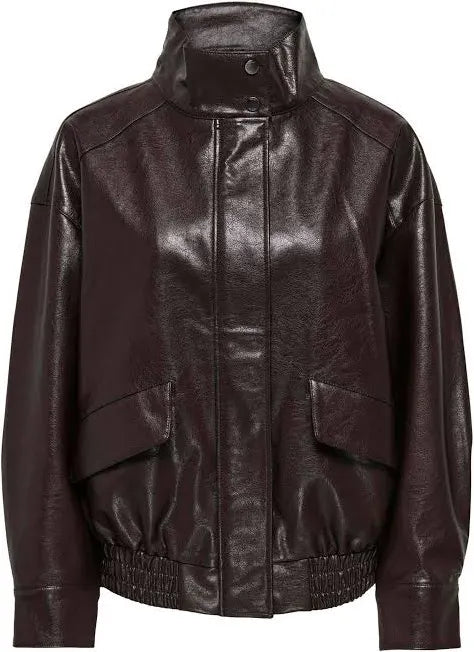 JULIA FAUX LEATHER BOMBER