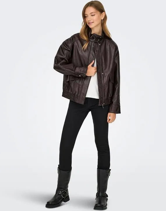 JULIA FAUX LEATHER BOMBER