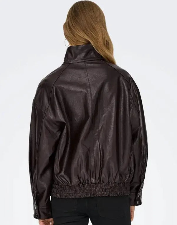 JULIA FAUX LEATHER BOMBER