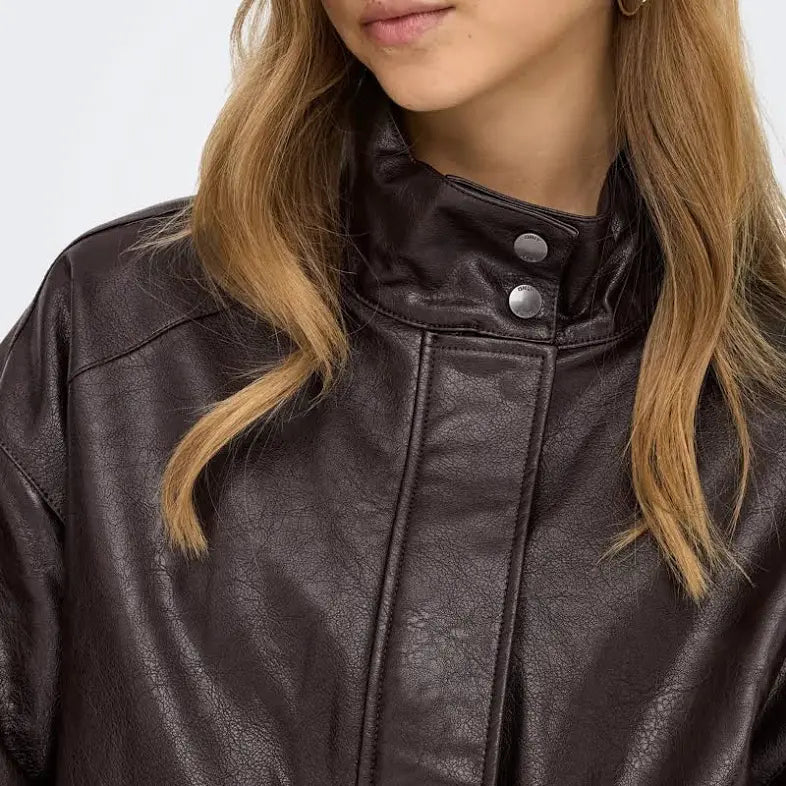 JULIA FAUX LEATHER BOMBER