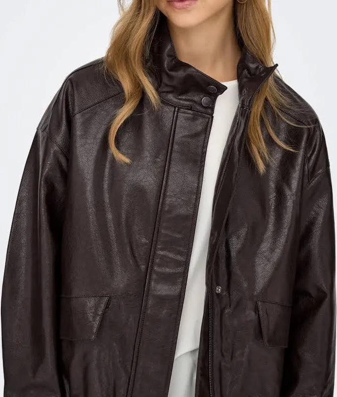 JULIA FAUX LEATHER BOMBER